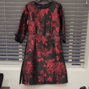 Elegant Black and Red Floral Dress